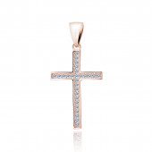 Pandantiv cruce argint cu pietre placat cu aur roz DiAmanti Z1827CRG-DIA